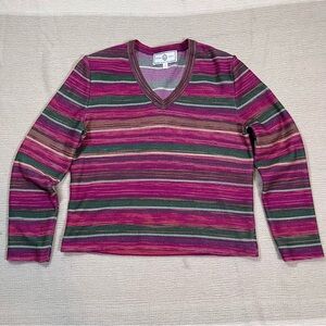Vintage St John Sport Marie Gray Santana Knit Striped Pullover Size Small Retro